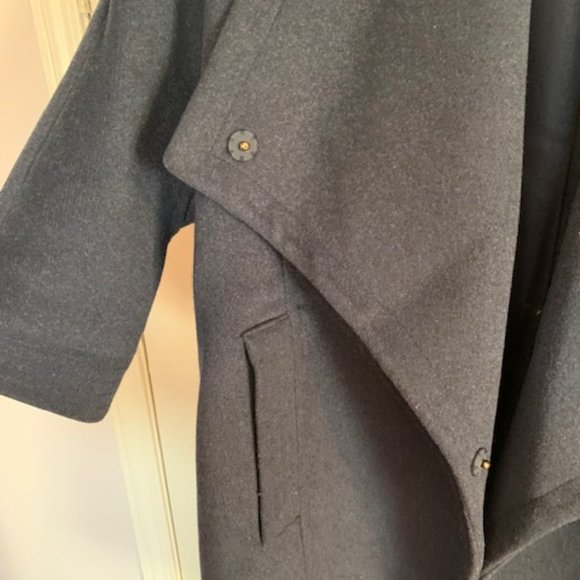 The Limited 3/4 Sleeves Dark Blue Wool Bland Coat - Picture 4 of 6